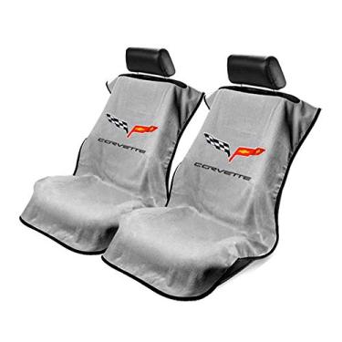 Imagem de Seat Armour 2 peças de capas de assento dianteiro para Corvette C6 - tecido Terry cinza