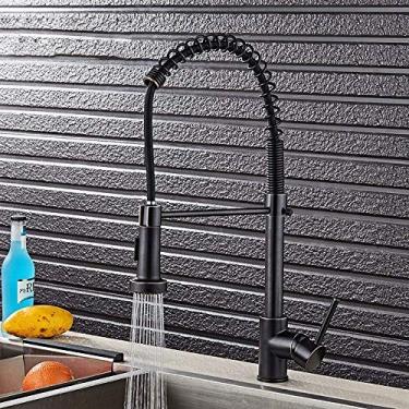 Imagem de PROFESSIOONAL Torneiras, torneiras profissionais de pia de cozinha com alça única torneiras misturadoras de puxar para fora 360° torneira giratória para cozinha misturadora de latão