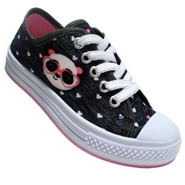 Imagem de Tênis Infantil Meninas Botinha De Personagem Panda Cano Alto e Cano Baixo (34, PretoCanoBaixo)