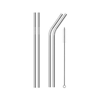 Imagem de Canudo Aço Inox Reutilizavel Kit com 4 Curvo e Reto Limpador Eco