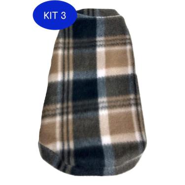 Imagem de Kit 3 Roupa capa soft para cachorro xadrez claro tamanho M