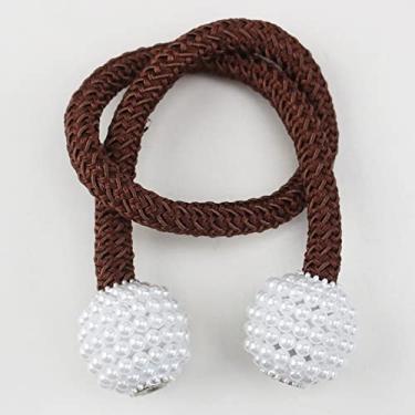 Imagem de 2 pcs Pearl Magnet Clip Cortina Suportes de Cortina Clipes de Fivela Pendurada Fivela de Bola Pendurada Acessórios de Cortina Decoração de Casa, Café escuro, 47cm