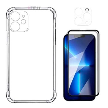 Imagem de Capa Capinha Antiqueda + Película Vidro 3D + Película Câmera Lente Transparente Compatível com iPhone 14 (iPhone 14 Pro)