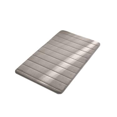 Imagem de SHENGANG Tapete de banho tapete de chuveiro espuma de memória absorvente de lã coral tapete de banheiro tapete de banheiro antiderrapante, cinza, 40x60cm
