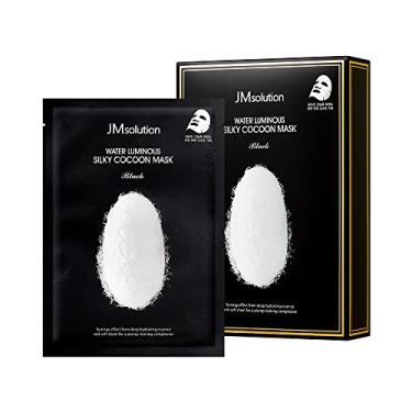 Imagem de JMsolution Water Luminuous Silk Cocoon Black Mask – Máscara facial coreana para cuidados com a pele – aminoácidos extrato de bicho-da-seda – Sinergia de nutrição e hidratação – 10 folhas para uma pele
