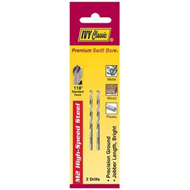 Imagem de IVY Classic 01108 Broca de aço de alta velocidade M2 de 1/8 polegada, ponta de 118 graus, 2/cartão
