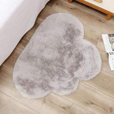 Imagem de Tapetes de área falsos fofos, pilha curta antiderrapante e lavável tapete macio cor sólida para sala de estar quarto estudo banheiro varanda tapete de cabeceira, cinza, 70 * 90 cm