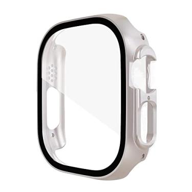 Imagem de HAODEE Capa de vidro para Apple Watch case 49mm Acessórios All-Around PC Protetor de tela Capa Temperada Apple Watch Ultra Case (Cor: Starlight, Tamanho: Ultra 49mm)