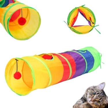 Imagem de Brinquedo Interativo Para Gatos Pets Túnel Labirinto Colorido com Bolinha