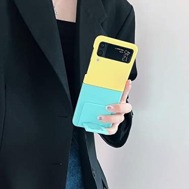 Imagem de Estojo de cor sólida contrastante para suporte de peça única de luxo para Samsung Galaxy Z Flip 3 4 5G Zflip3 Z Flip3 Flip4 Cover,F,For Z Flip 3