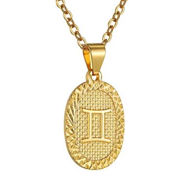 Imagem de GOLDCHIC JEWELRY Colar de moedas do zodíaco de ouro para mulheres e homens, colar com pingente de astrologia com horóscopo de constelação, joias da sorte, 51+5cm, Metal, Sem Pedra Preciosa