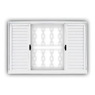 Imagem de Veneziana em Aço 6 Folhas (2 Fixas) com Grade Elo Mgm Minas Sul 1,20mx1,50m - Branco