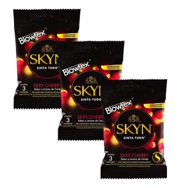 Imagem de Kit 3 Pacotes Preservativo SKYN Sexy Cherry C/ 3 Unidades Cada