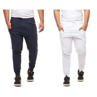 Imagem de Kit Com 02 Calças De Moletom Masculina Slim Skinny Sport Luxo - Wooks