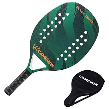 Imagem de Raquete Verde Para Beach Tennis Profissional Em Fibra Carbono Com Capa Protetora - Camewin