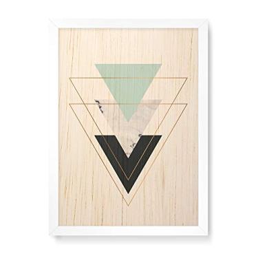 Imagem de Arte Maníacos Quadro Decorativo em Madeira Triangulos Para Baixo Verde - 23x16,25cm (Moldura caixa em laca branca)
