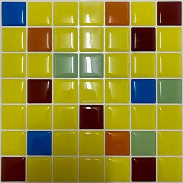 Imagem de Pastilha Adesiva Amarelo Limão Resinada Kit 4 Placas