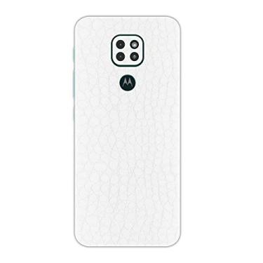 Imagem de Skin Adesivo Traseira Fibra Carbono e outras texturas Para Moto G9 Play (Couro Branco)