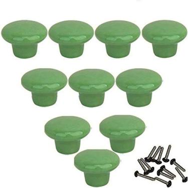 Imagem de Mallofusa - Tiradores redondos de cerámica de 32 mm para cajones, aparadores, cocinas y armarios (10 unidades), color verde