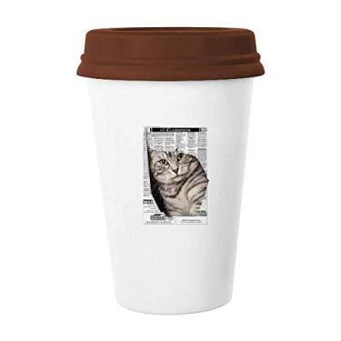 Imagem de Animais lágrimas Gatos Esconder Art Déco, Presente Fashion Caneca Café Bebendo Vidro Cerâmica Copo Tampa