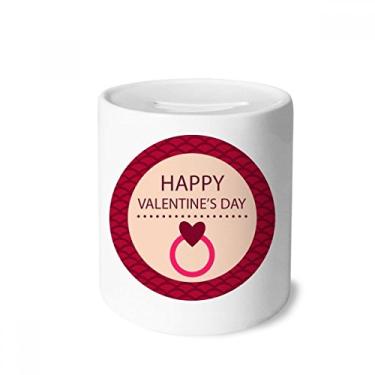 Imagem de DIYthinker Caixa de cerâmica rosa redonda Happy Valentine's Day caixa de dinheiro porta-moedas presente de cofrinho