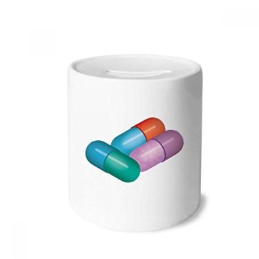 Imagem de DIYthinker Cápsula de comprimidos para cuidados com a saúde, caixa para dinheiro, caixa de cerâmica para presente de cofrinho