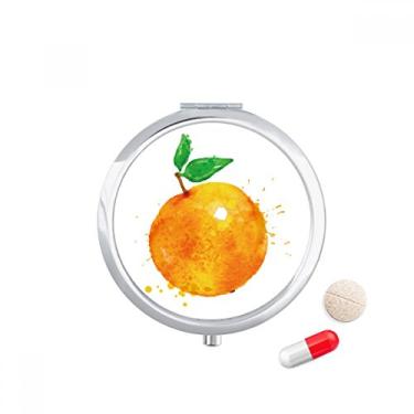 Imagem de Porta-comprimidos com estampa de ilustração em aquarela de frutas laranjas, caixa de armazenamento de medicamentos, dispensador de recipiente