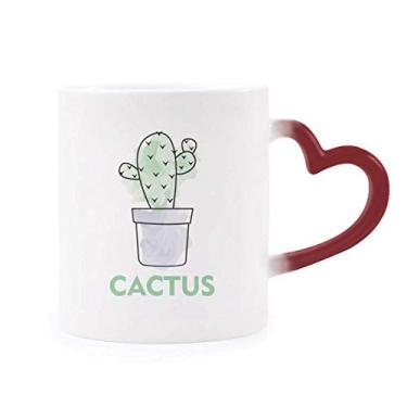 Imagem de Suculentas de cacto, planta em vaso, aquarela, sensível ao calor, caneca de grés que muda de cor vermelha