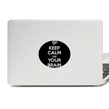 Imagem de Adesivo de notebook com emblema de vinil preto Keep Calm Use Your Brain