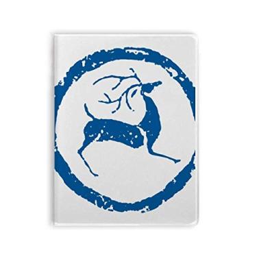 Imagem de Diário de capa macia com desenho de animal de veado azul Art Deco para presente moderno