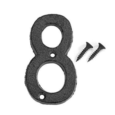 Imagem de Placa de casa flutuante 3D de 8 cm, placa de metal digital com números de porta de ferro fundido 0-9, placa de porta, apartamento de hotel, casa, rua, jardim, caixa de correio com parafusos, preta, durável