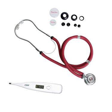 Imagem de Estetoscópio Rappaport Medico Duplo + Termometro Digital (Vinho)