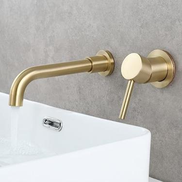 Imagem de Torneira oculta para uso doméstico, bacia quente e fria, torneira de banheiro, bico giratório, ouro, tamanho único