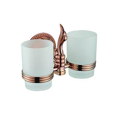 Imagem de Gancho de parede para roupas de ouro rosa, barra de toalheiro, escova higiênica, suporte para papel higiênico, dispensador de sabonete, acessórios para banheiro, porta-copos duplo