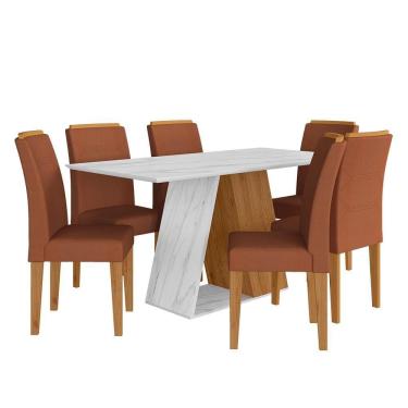 Imagem de Conjunto Sala De Jantar 6 Cadeiras áquila Cinam/carrara Bc/terrac - Ma