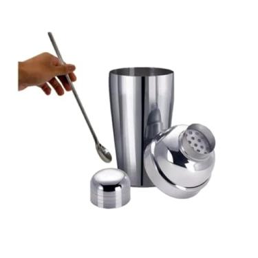 Imagem de Kit Inox Caipirinha Drinks Coqueteleira Colher Socador