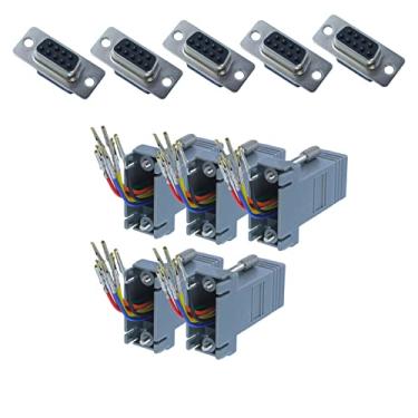 Imagem de NATEFEMIN 5 Pcs Adaptador de Rede DB9 9 Pinos RS232 Porta Serial Fêmea para Adaptador de Rede RJ45 Fêmea 8P8C Acessório