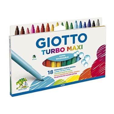 Imagem de GIOTTO Turbo Maxi Canetinha Colorida Hidrocor, Ponta de 5mm, Estojo com 18 Cores