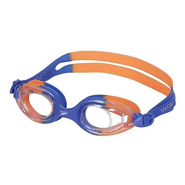 Imagem de Óculos de Natação Infantil, Speedo, Junior Olympic, SoftFrame Antifog e Proteção UV, Vedação P - Laranja/Azul