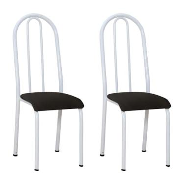 Imagem de Kit 2 Cadeiras de Cozinha Flórida Estampado Preto Pés de Ferro Branco - Pallazio