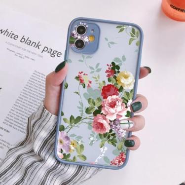 Imagem de Retro Spring Bloom Flowers Phone Case para iPhone X XR XS MAX 15 14 13 12 11 Pro Max Capas à prova de choque, greyblue bloom 4, para 7Plus ou 8Plus