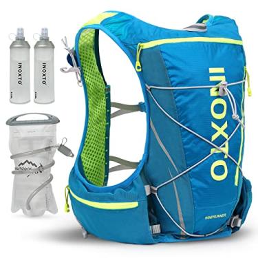 Imagem de INOXTO Mochila de colete de hidratação, colete leve para corrida de água com bolsa de 1,5 L, mochila para bexiga de água para caminhadas, trilhas, corrida, ciclismo, corrida, maratona para mulheres, homens e crianças (azul (M-L))