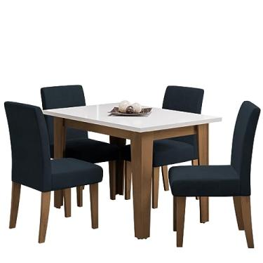 Imagem de Conjunto de Mesa Sala de Jantar Miami com 4 Cadeiras Trieste Suede Cedro/Off/Chumbo Dobuê