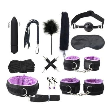 Imagem de Kits de Couro Sexy Para Casais, Conjunto Sexual, Algemas, Jogos Sexuais, Chicote, Mordaça, Mamilos, Acessórios Exóticos (Roxo)