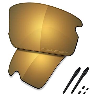 Imagem de SAUCER Lentes de substituição premium e kits de borracha para óculos de sol Oakley Flak 2.0 Asian Fit (AF) OO9271 de alta definição - Bronze Dourado polarizado