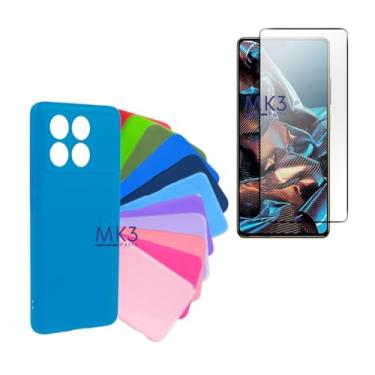 Imagem de Capa Capinha Case Colorida e Película 3D Compatível Com Poxo X6 Pro (Não Poco X6) (Azul)