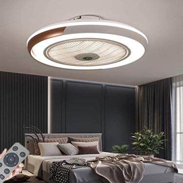 Imagem de Ventilador de teto LED com lâmpada Moderno Ventilador invisível Luz de teto Ultra silencioso Ventilador de teto com iluminação Sala de jantar Quarto Sala de estar Lâmpada de teto LED reguláv