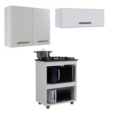 Imagem de Conjunto Balcão para Cooktop 5 Bocas Aéreo 2 Portas e 1 Aéreo basculante Branco