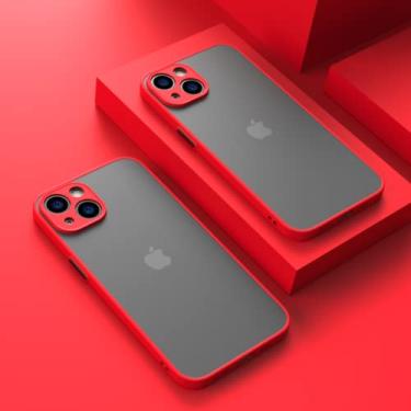 Imagem de Capa fosca de armadura à prova de choque para iPhone 13 14 12 11 Pro Max XR XS X 7 8 Plus SE Mini Luxo Silicone Bumper Capa dura transparente, vermelha, para 6 Plus 6S Plus