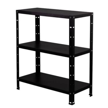 Imagem de Estante Prateleira Aço 68cm Altura 3 Bandejas 90cm Preto (Preto)